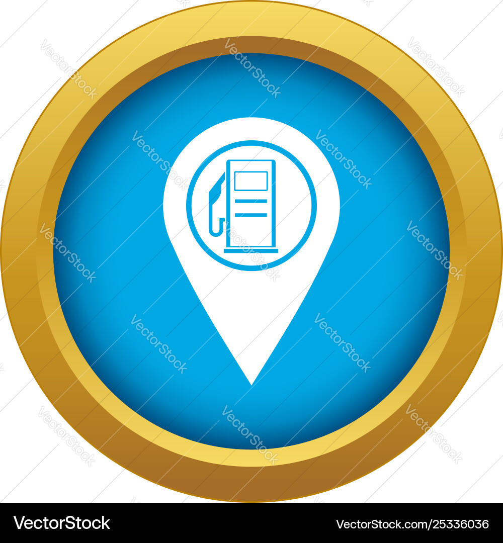 Map pointer with gas station symbol icon blue vector image
