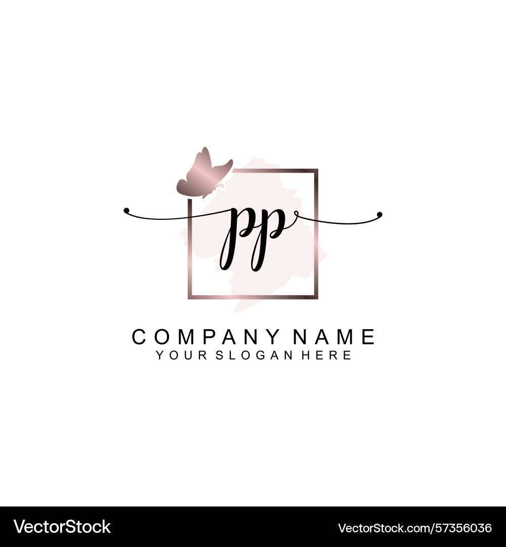 Minimalist handwritten pp initial logos with soft Vector Image