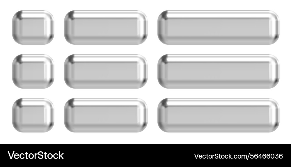 Silver 3d chrome button rectangle badge Silver 3d chrome button rectangle badge vector image