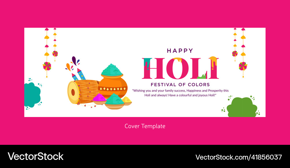 Happy holi cover page design vector image