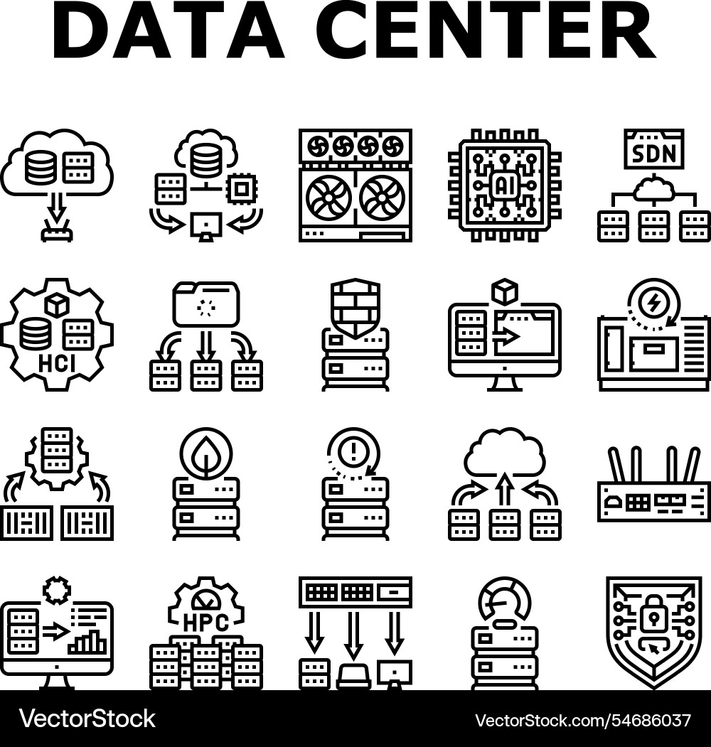 Next gen data center automation icons set Next gen data center automation icons set vector image