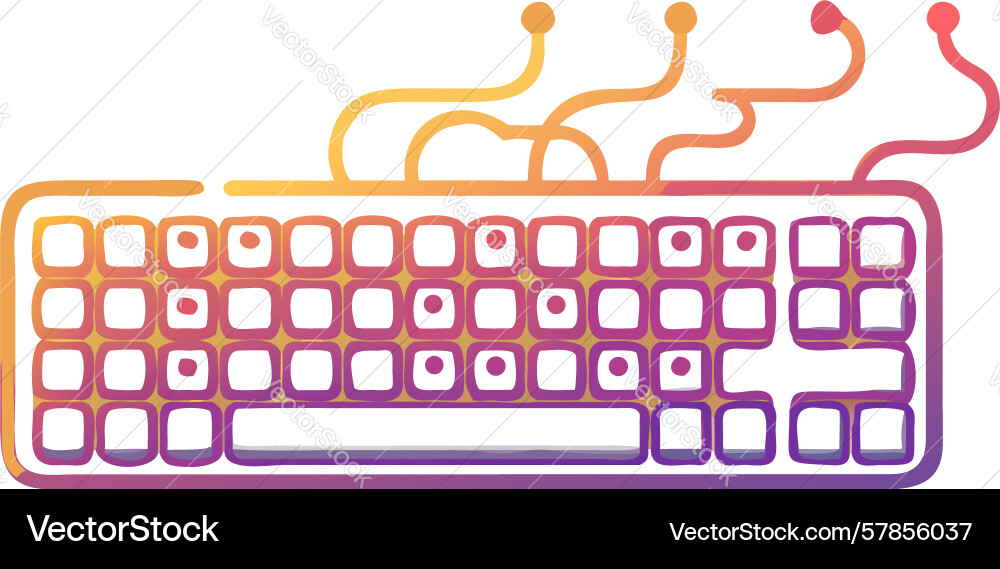 Rgb gaming keyboard with abstract circuitry Vector Image