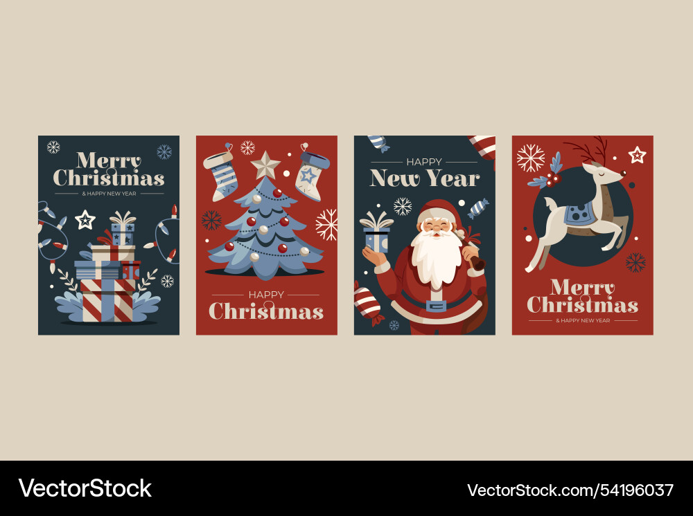 Set of four christmas greeting card template Set of four christmas greeting card template vector image
