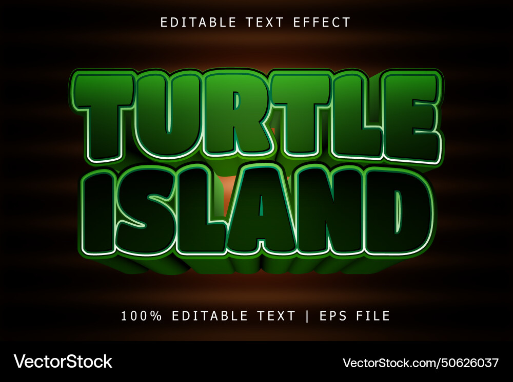 Turtle island editable text effect 3 dimension Vector Image