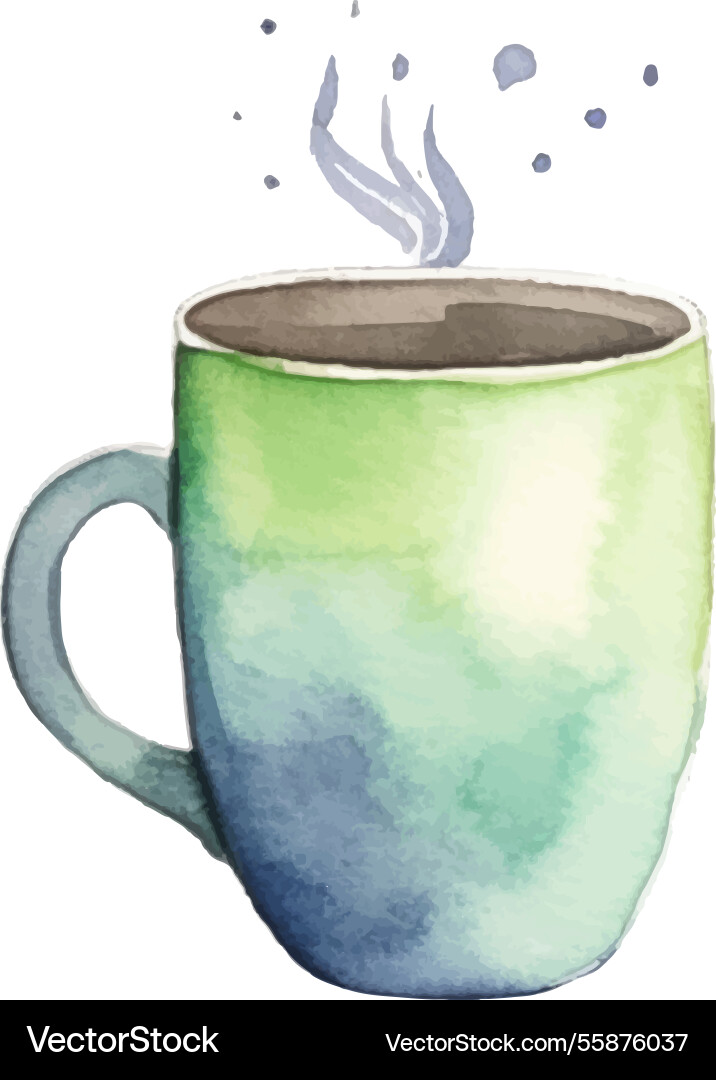Watercolor painted coffee cup hand drawn design Watercolor painted coffee cup hand drawn design vector image