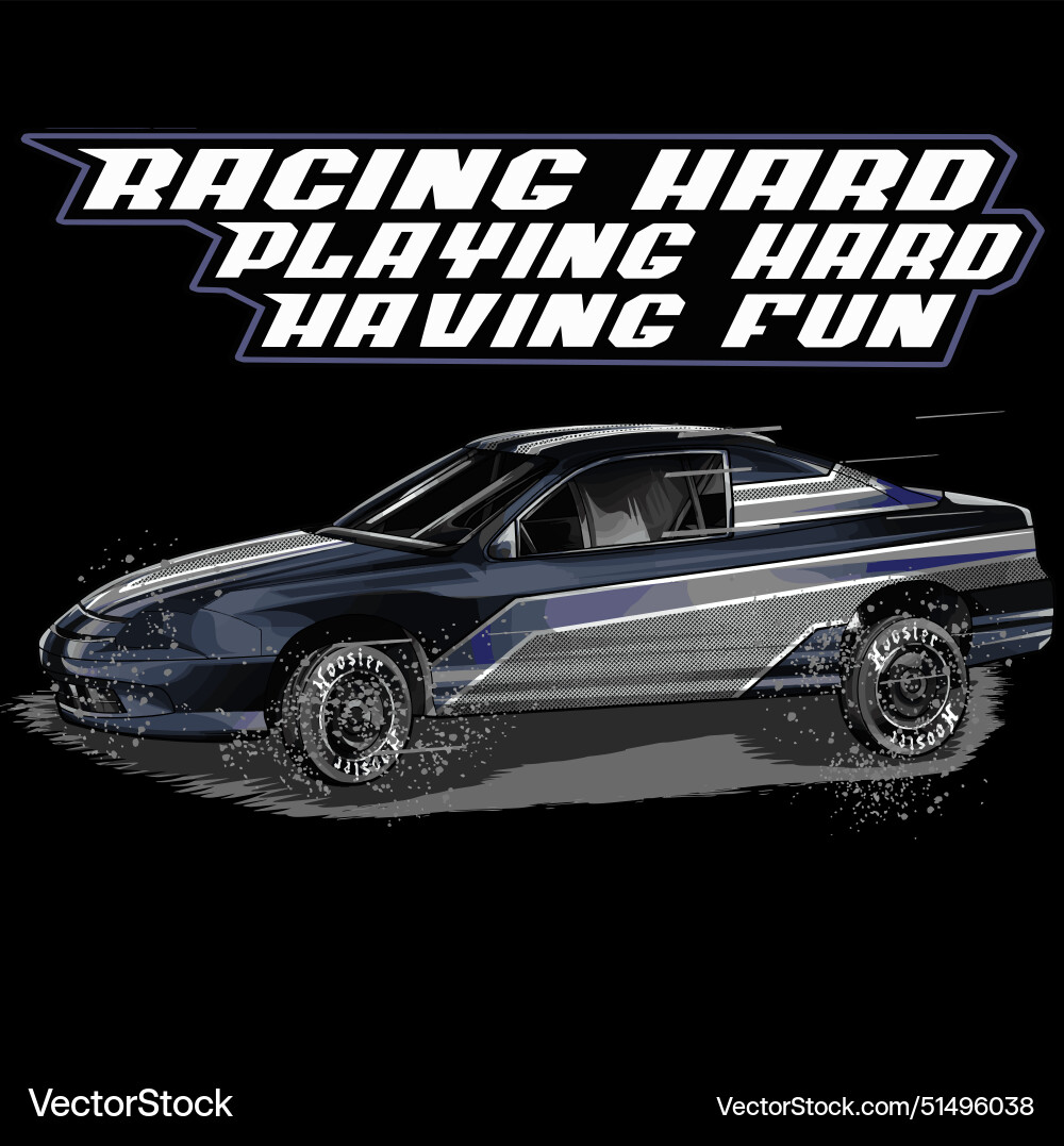 Black drag racing car with grey strip Royalty Free Vector