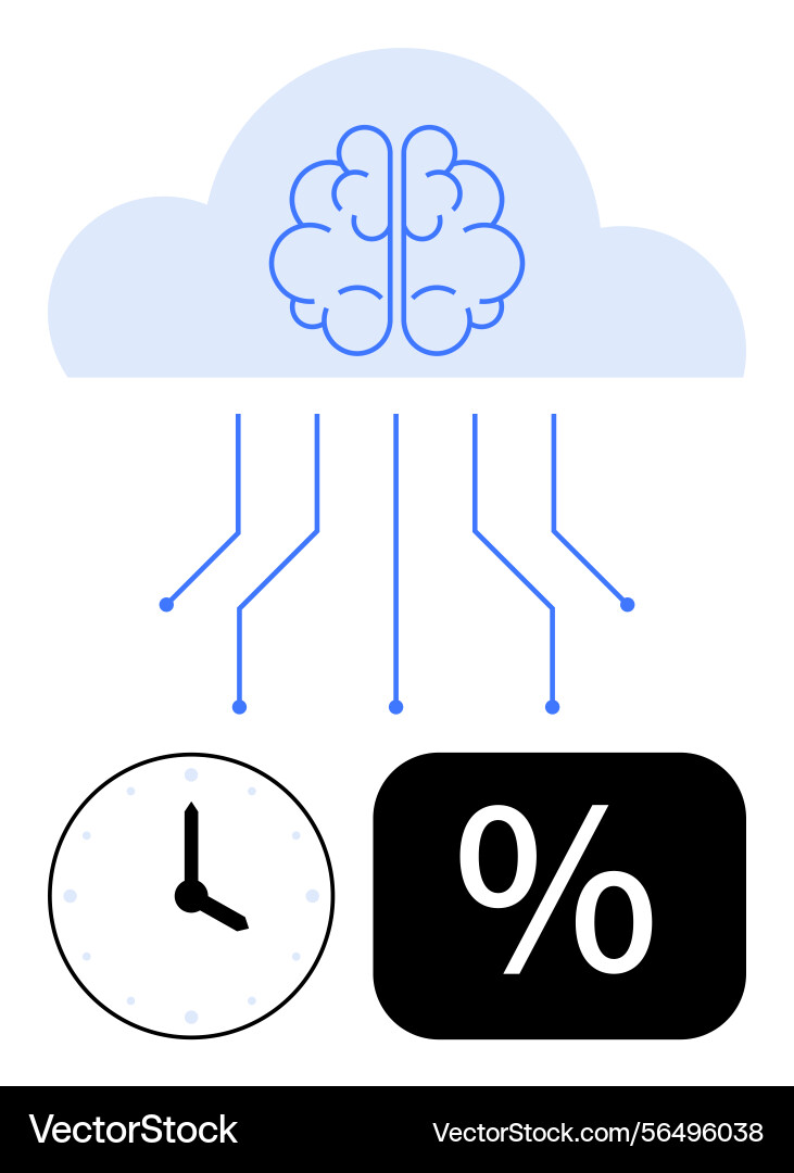 Brain in cloud computing concept with time Brain in cloud computing concept with time vector image