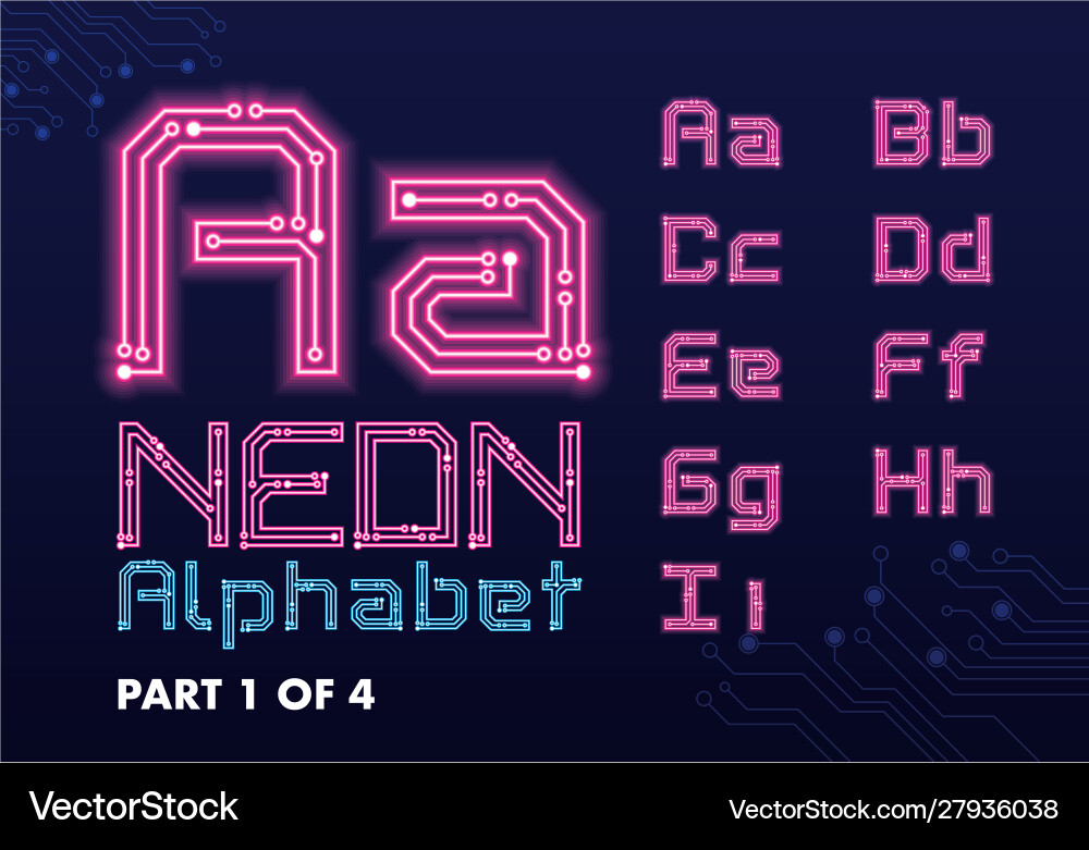 Circuit Schriftarten Neon Circuit Schriftarten Neon vektorbild
