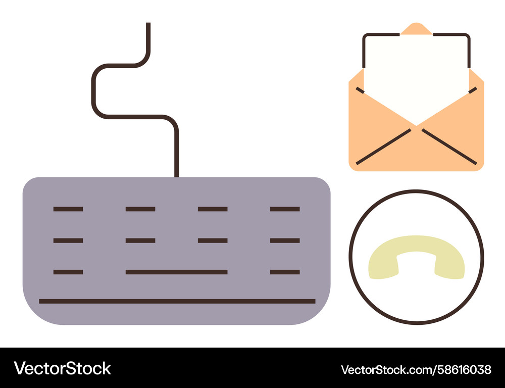 Communication elements including keyboard mail Vector Image