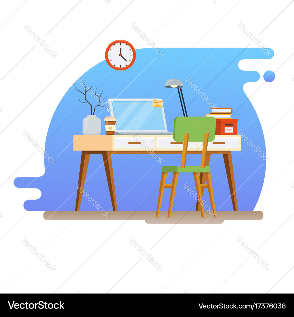 Concept of workplace with computer and office vector image