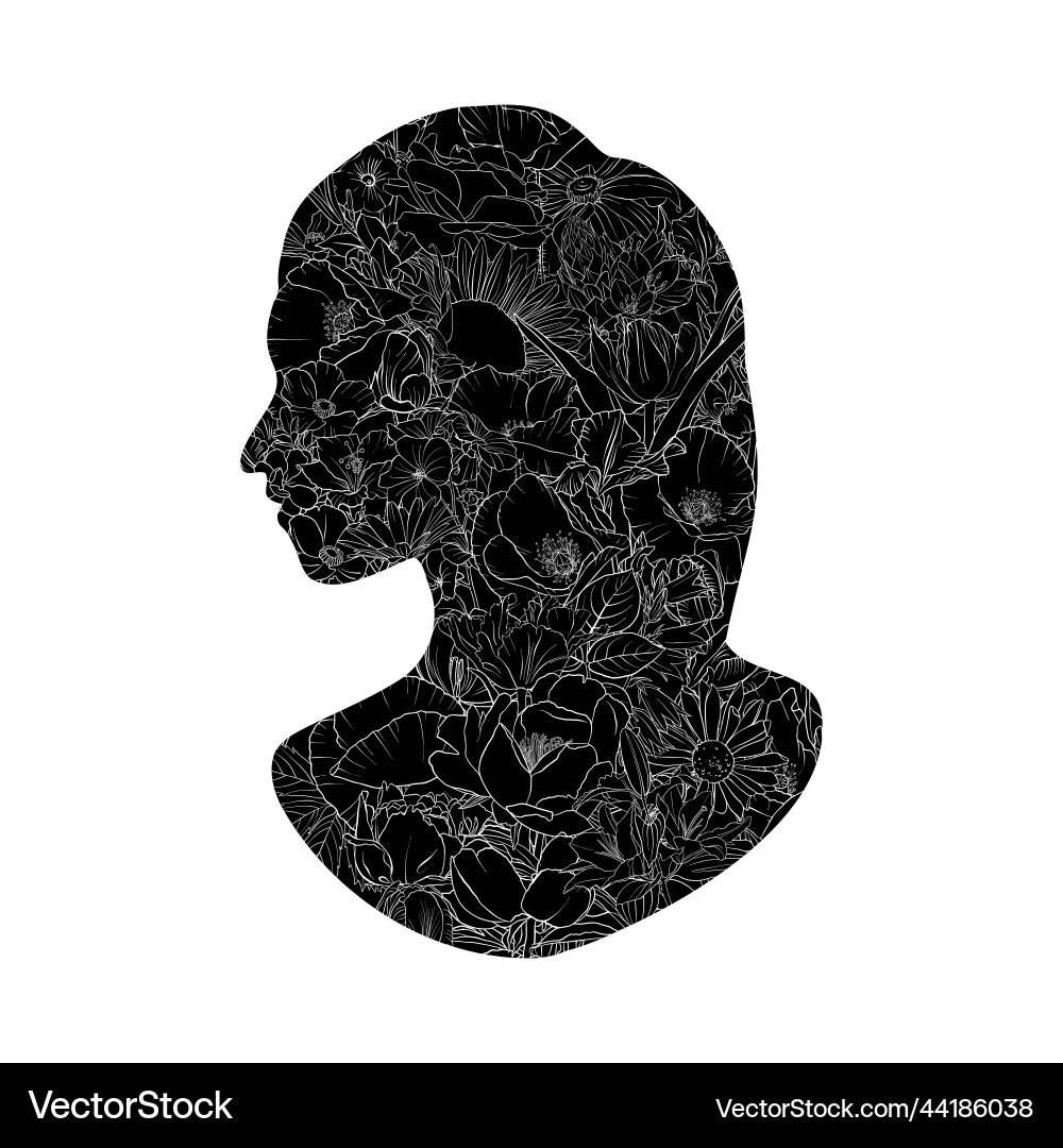 Drawing woman profile vector image