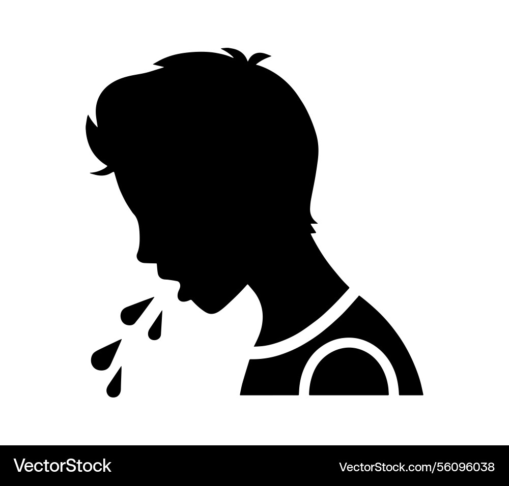 Man silhouette spitting saliva icon simple flat Man silhouette spitting saliva icon simple flat vector image