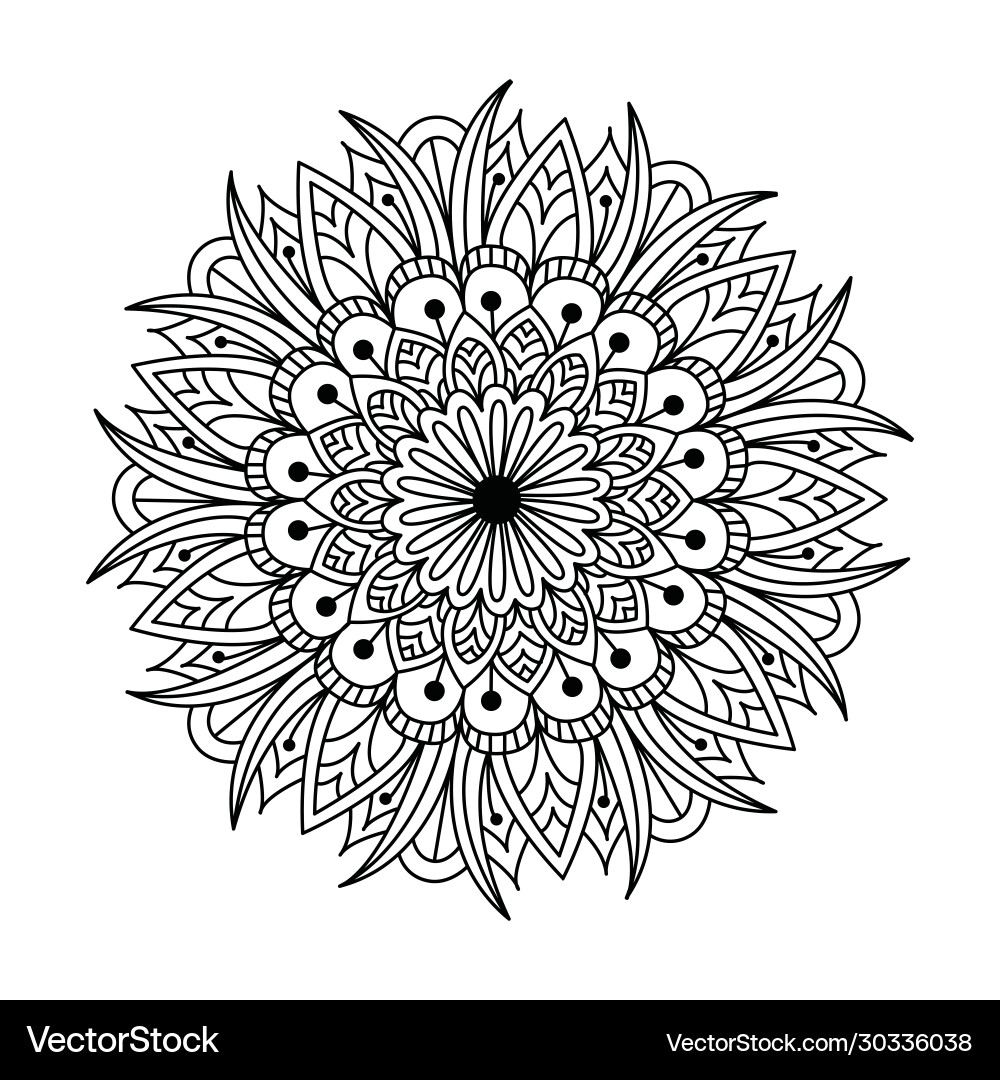  Mandala Färbung Seite Lizenzfreies Vektorbild Illustration 