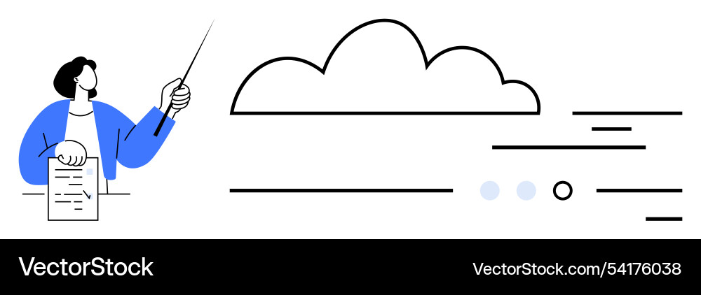 Presenter pointing to cloud diagram with lines Presenter pointing to cloud diagram with lines vector image
