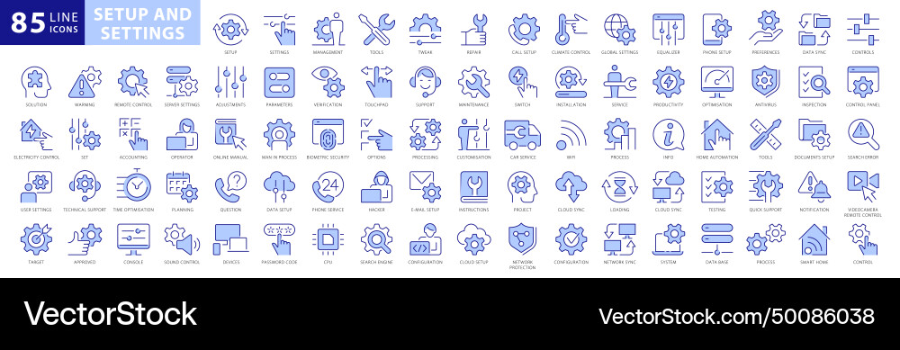 Setting and setup basic icons pixel perfect Vector Image