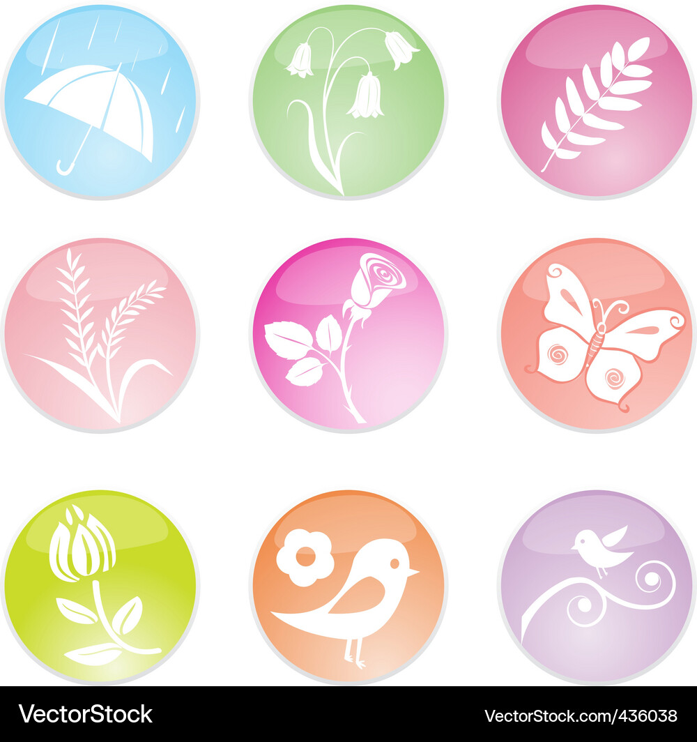 Spring Leaf Icons Vector Image