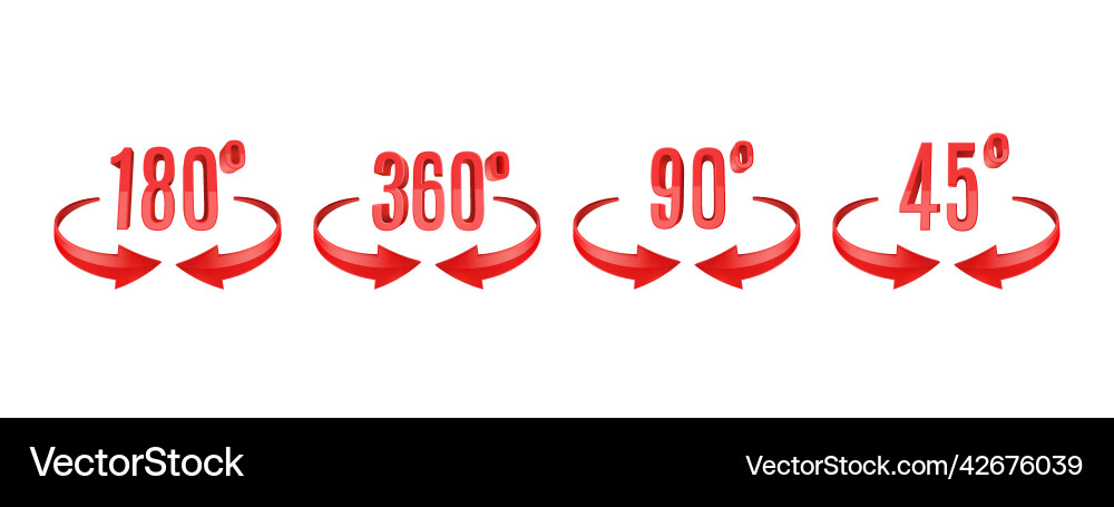 3d curve arrows and rotation angle degrees sing 3d curve arrows and rotation angle degrees sing vector image