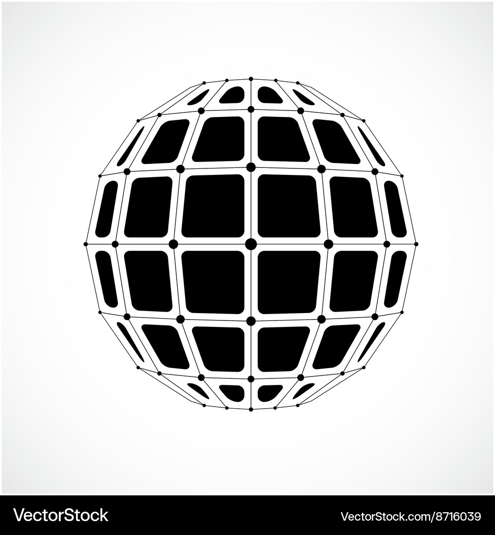 3d digital wireframe spherical object made using Vector Image