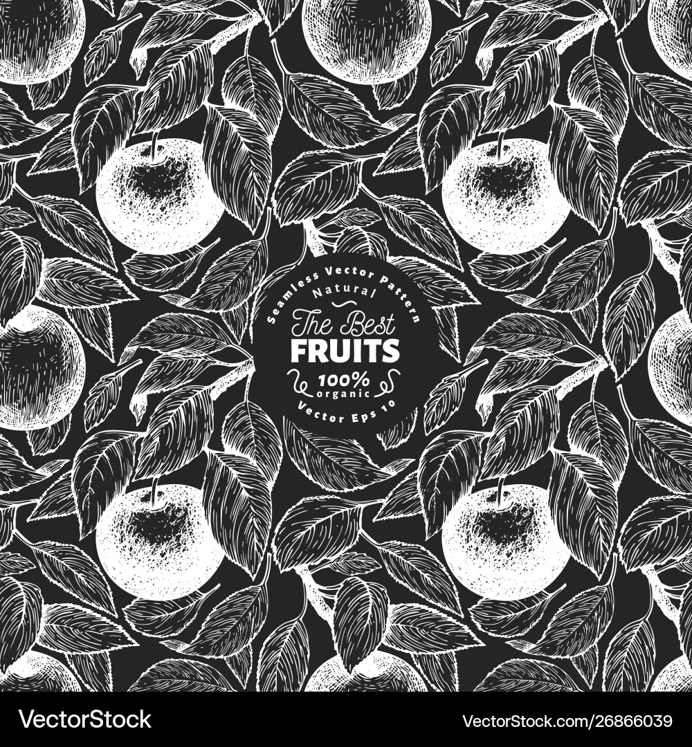 Apple Garden Pattern - Hand Drawn Vector Image