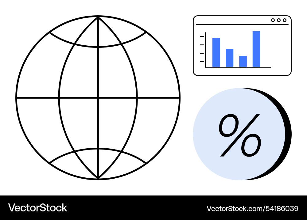 Global analytics concept with a world globe bar Global analytics concept with a world globe bar vector image