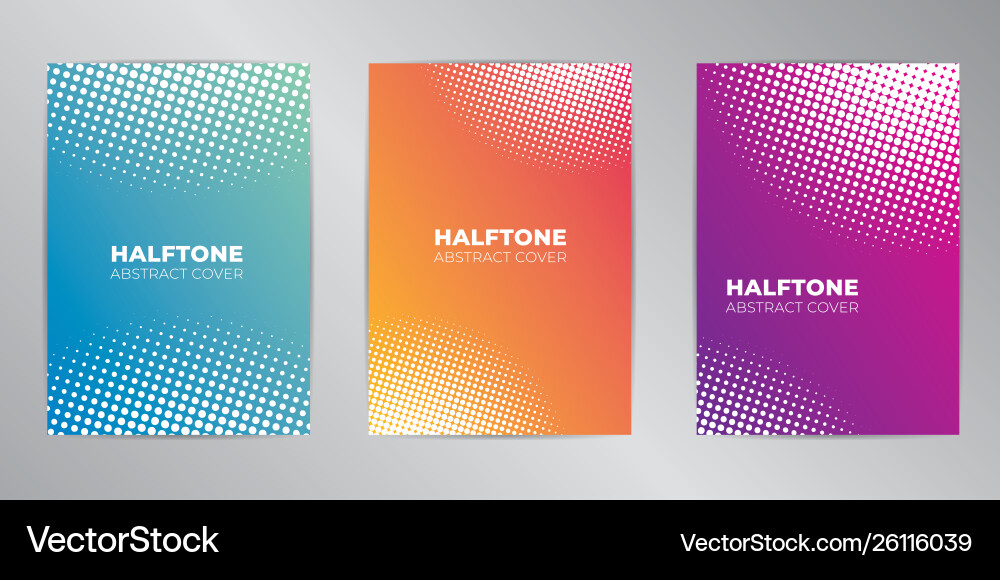 Halftone Pattern Background Set vector image