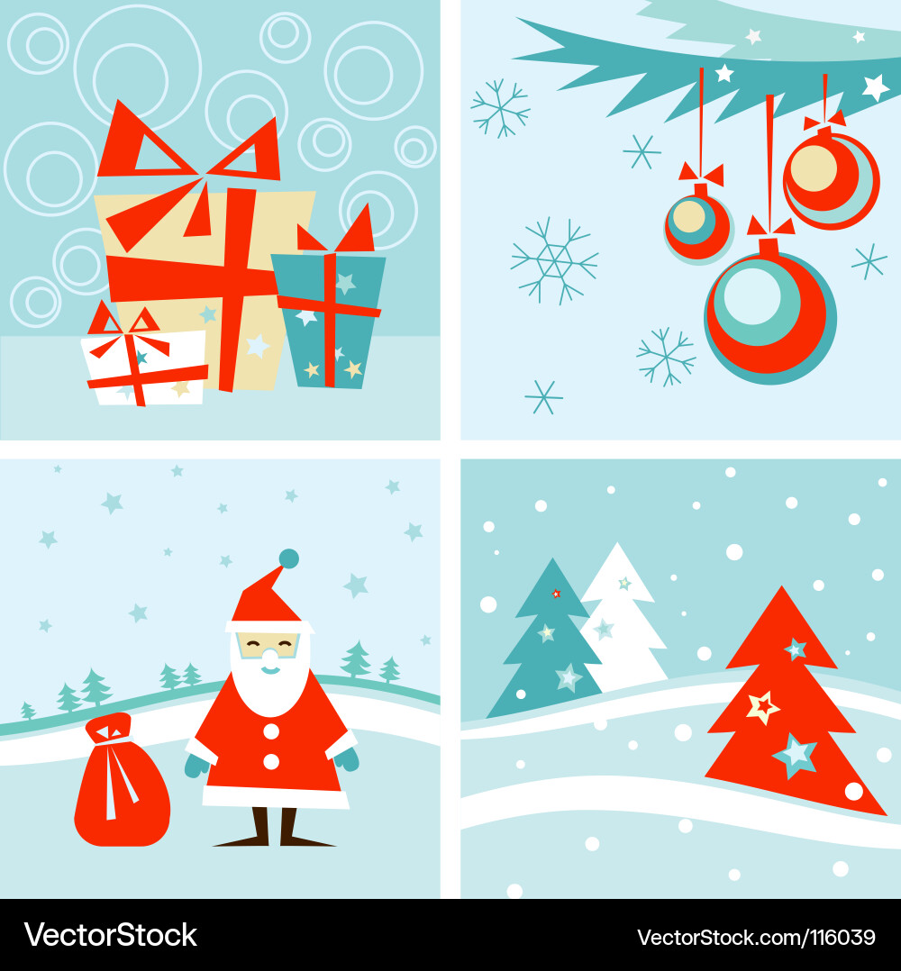 Retro Winter Festive Art Vector Image
