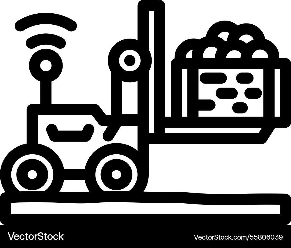 Robotic loader robot harvests line icon Vector Image