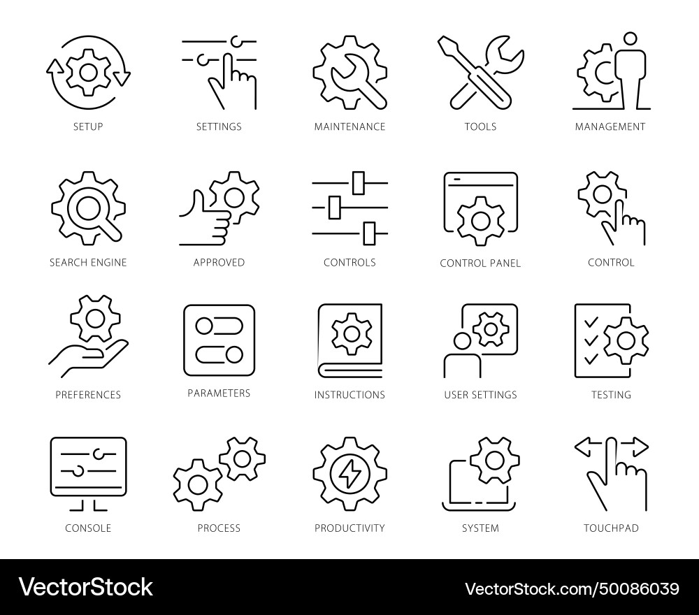 Setup and settings icons set collection of simple Setup and settings icons set collection of simple vector image