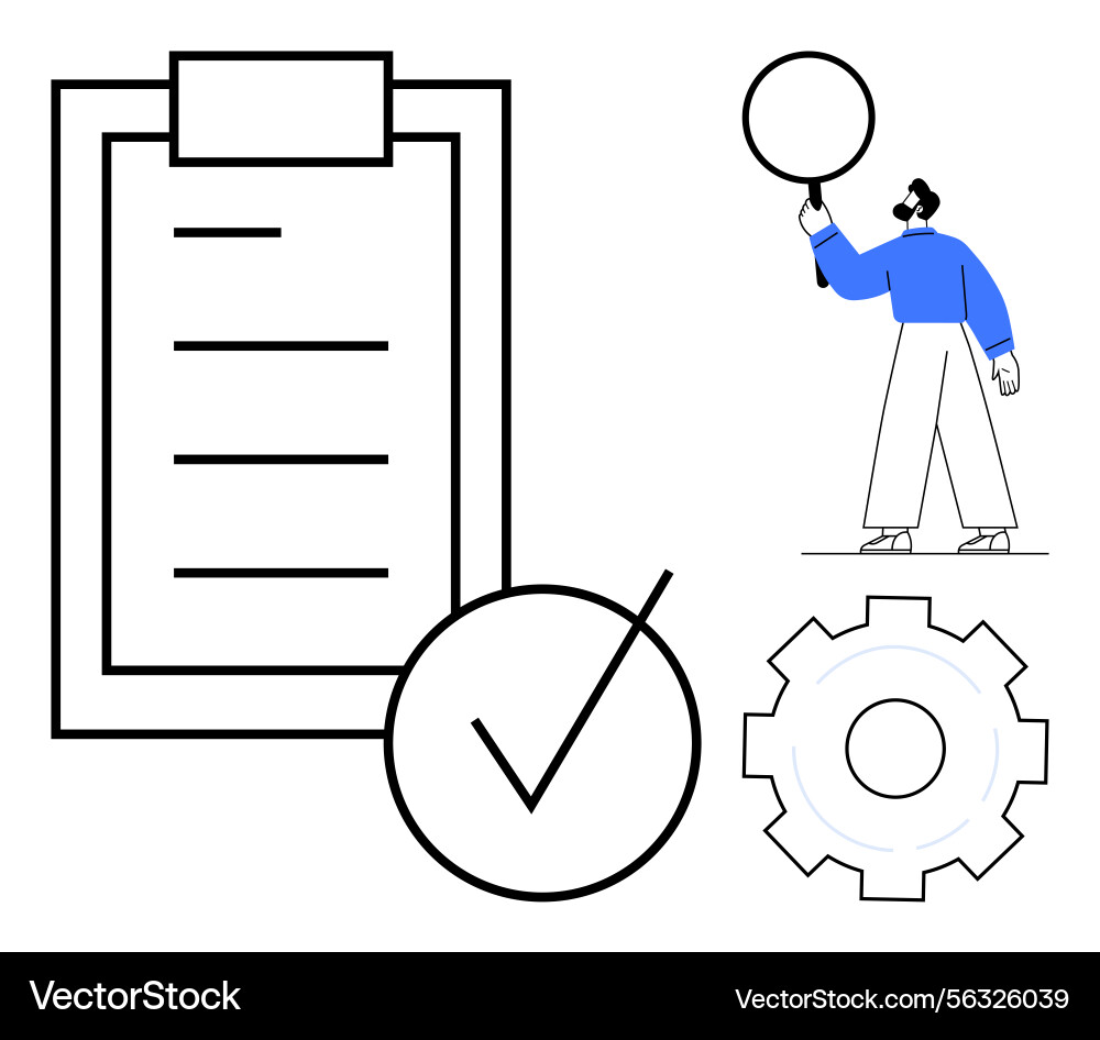 Task Management & Checklist with Gears vector image