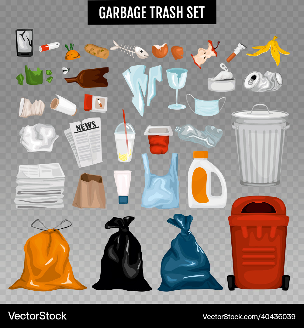 Waste & Recycling Icon Set Vector Image