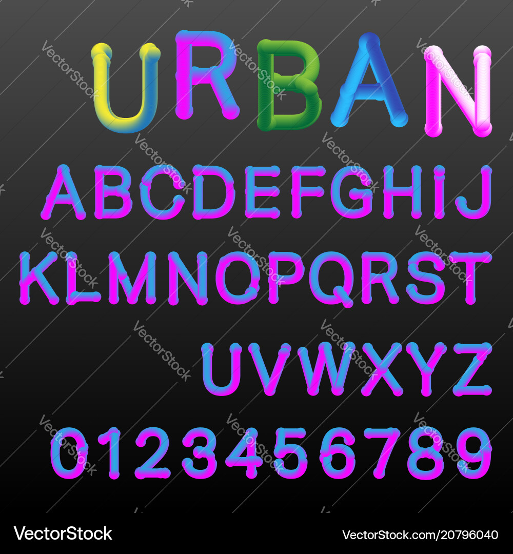 3d gradient colors alphabet font template 3d gradient colors alphabet font template vector image