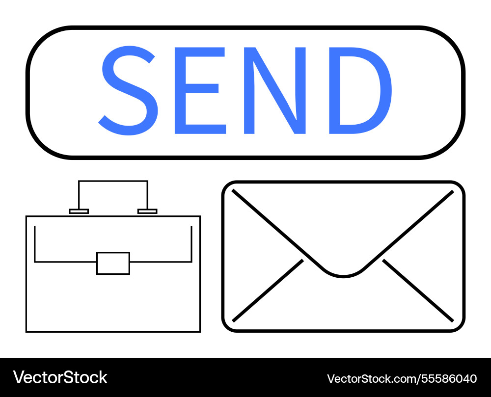 Email communication concept with send button Email communication concept with send button vector image