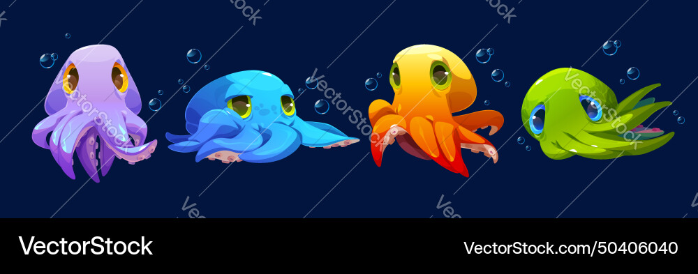 Set of octopus characters isolated on background vector image