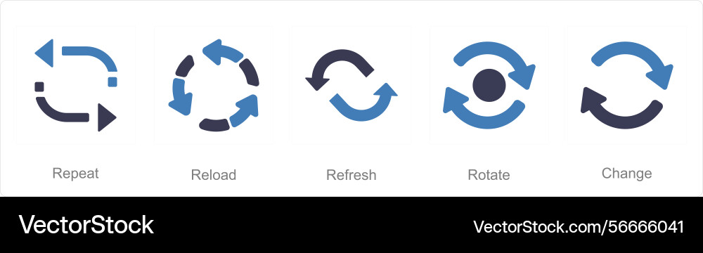A set of 5 arrows icons as repeat reload refresh vector image