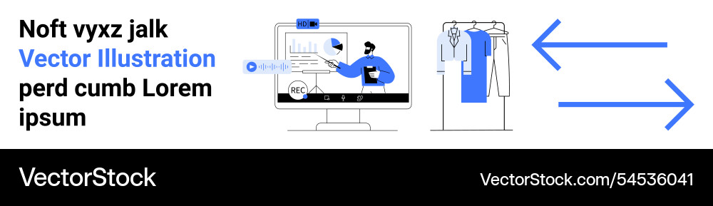 Businessman analyzing data on computer screen Vector Image