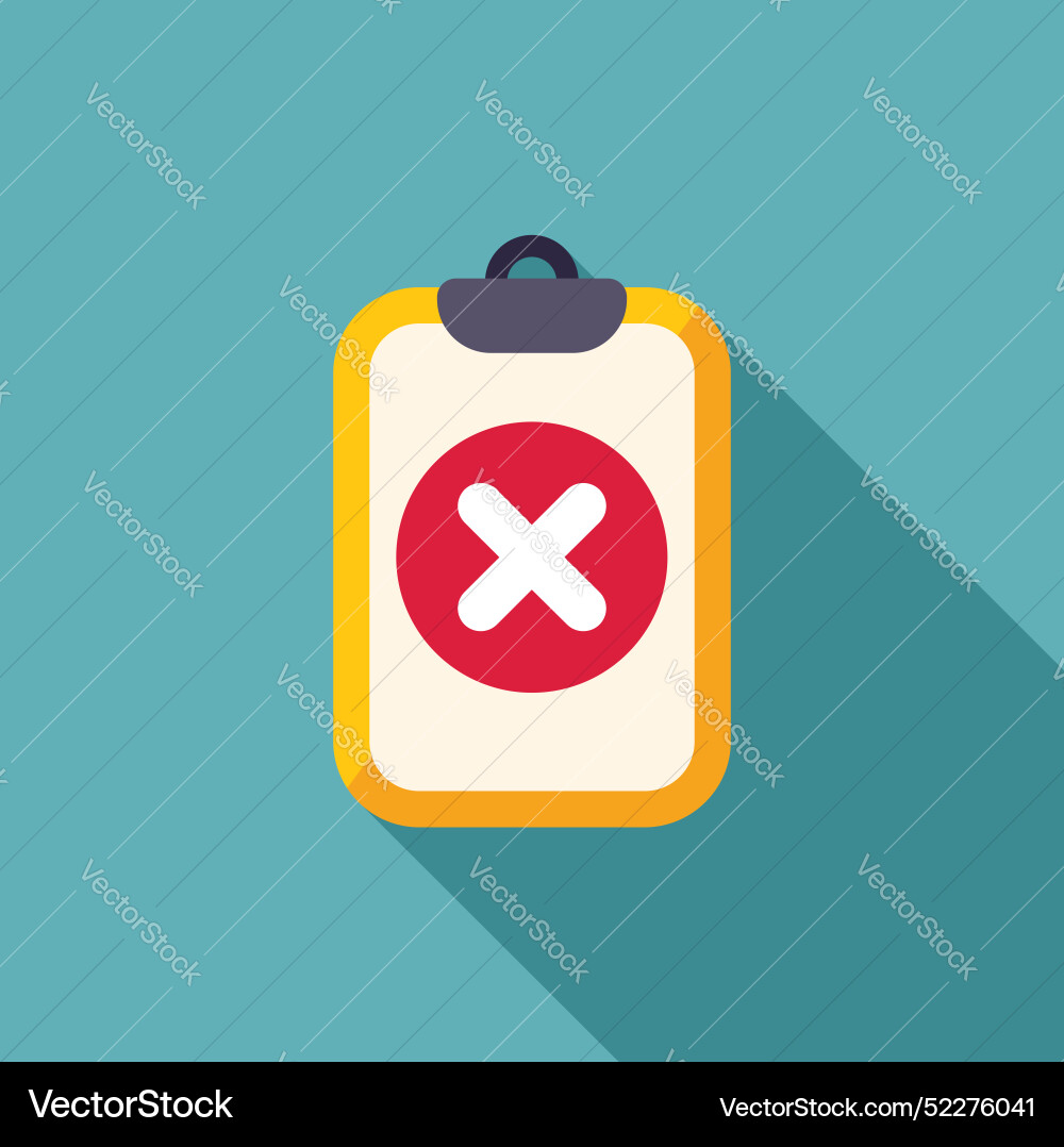 Clipboard with a red cross showing negative result Clipboard with a red cross showing negative result vector image