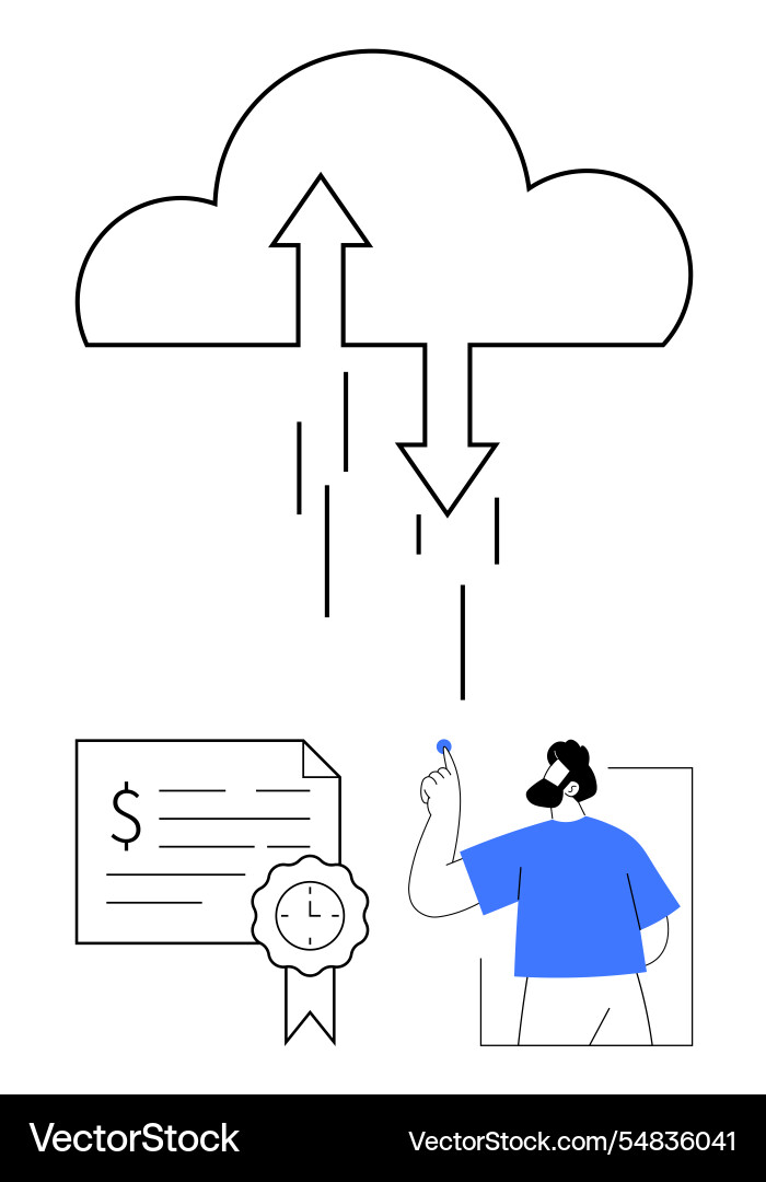 Digital cloud storage concept with data arrows Vector Image