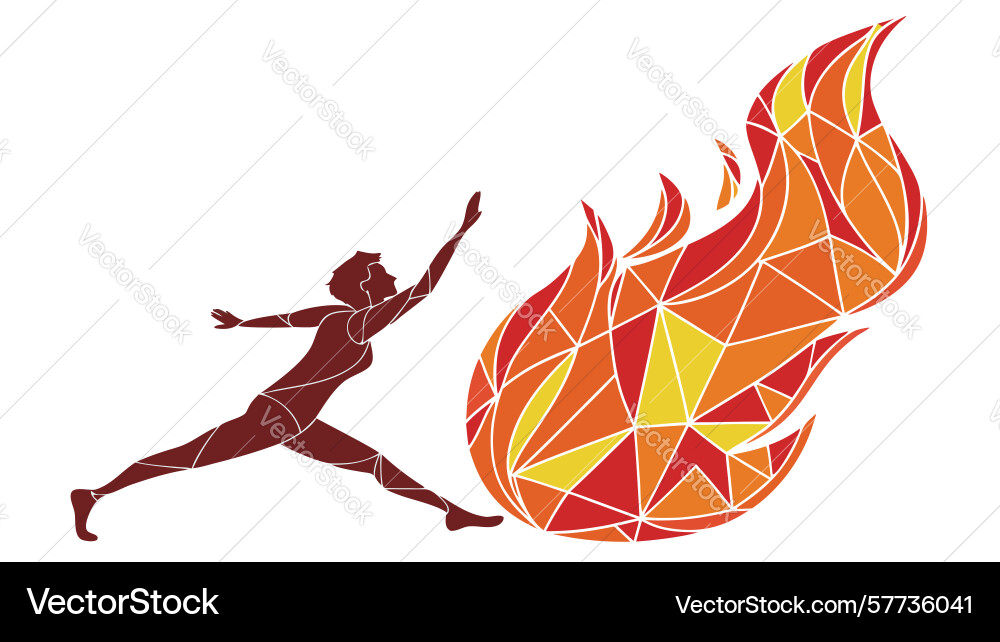 Figure with abstract flame element symbolizing Vector Image