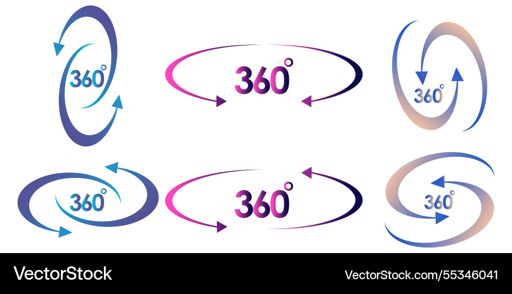 Gradient 360 degrees rotation set Gradient 360 degrees rotation set vector image