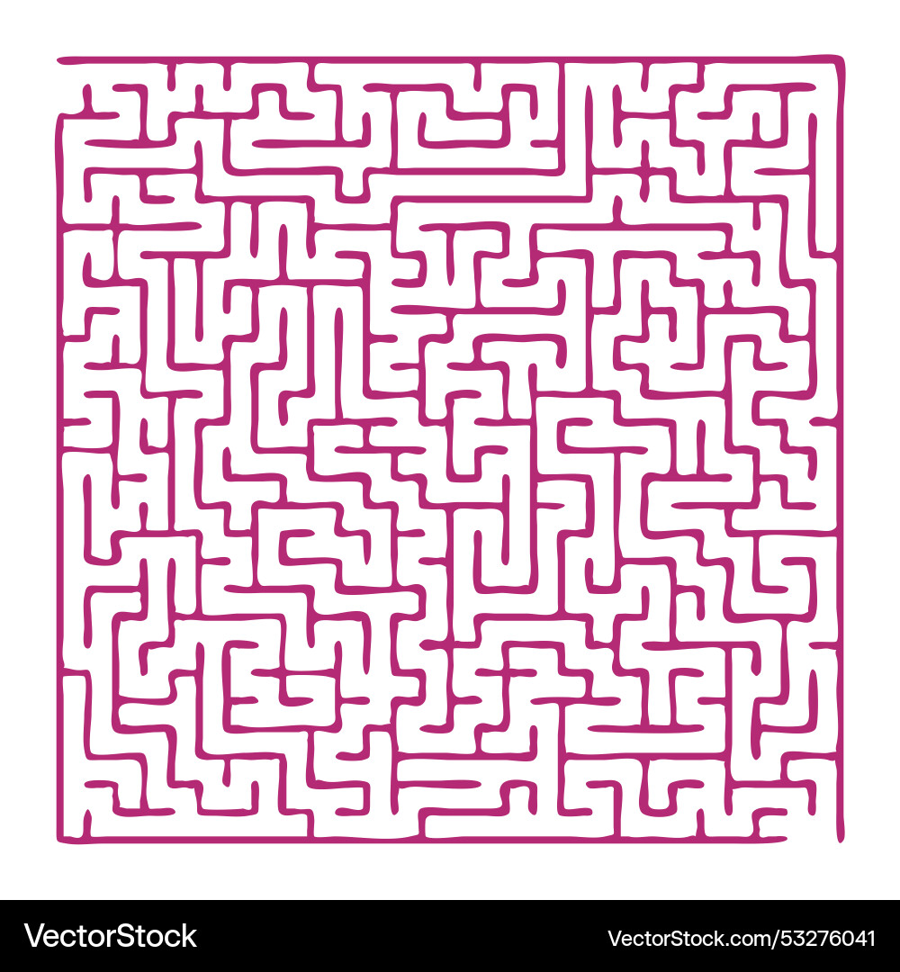 Maze shape design element there is one entrance Maze shape design element there is one entrance vector image