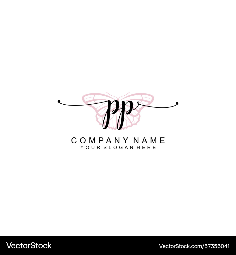 Minimalist handwritten pp initial logos with soft Minimalist handwritten pp initial logos with soft vector image