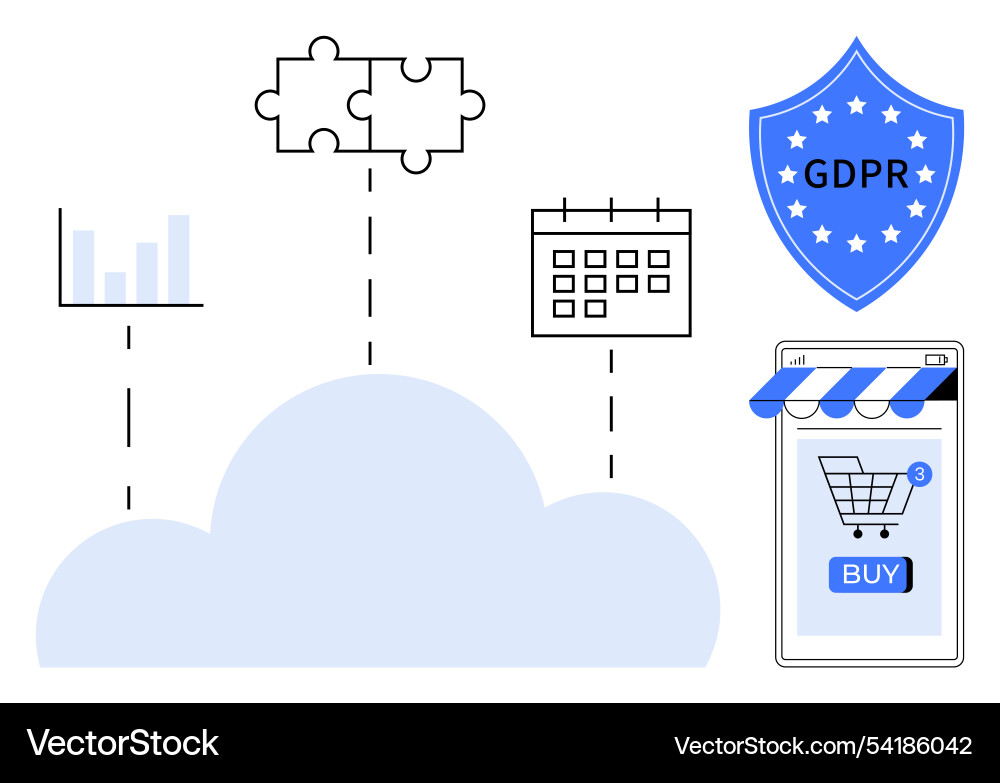 Cloud computing integration with security e Cloud computing integration with security e vector image