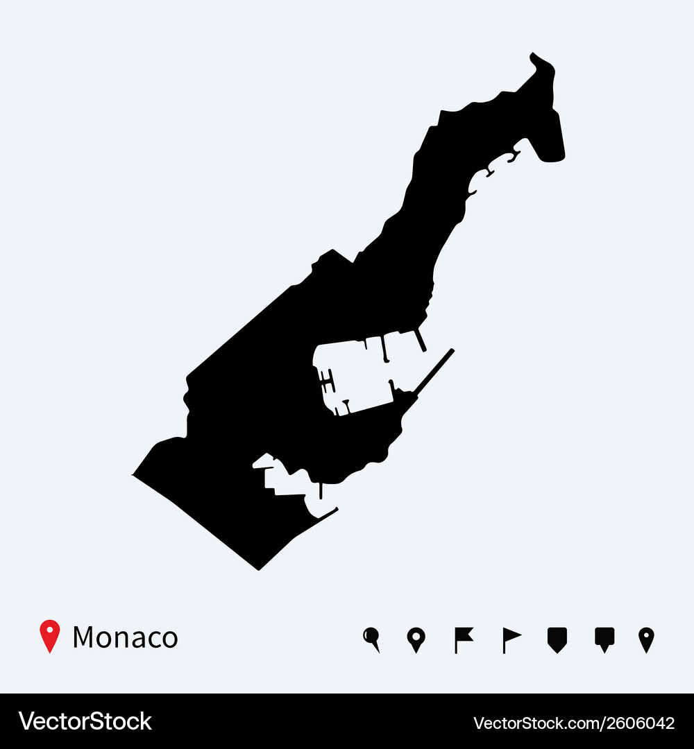 Detailed Monaco Map with Navigation Icons Vector Image