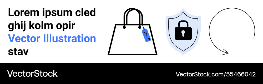 Shopping bag security shield and refresh arrow Vector Image