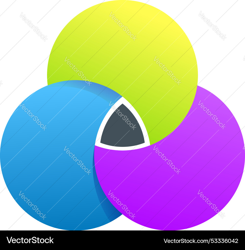 Three vibrant interlocking circles creating Three vibrant interlocking circles creating vector image
