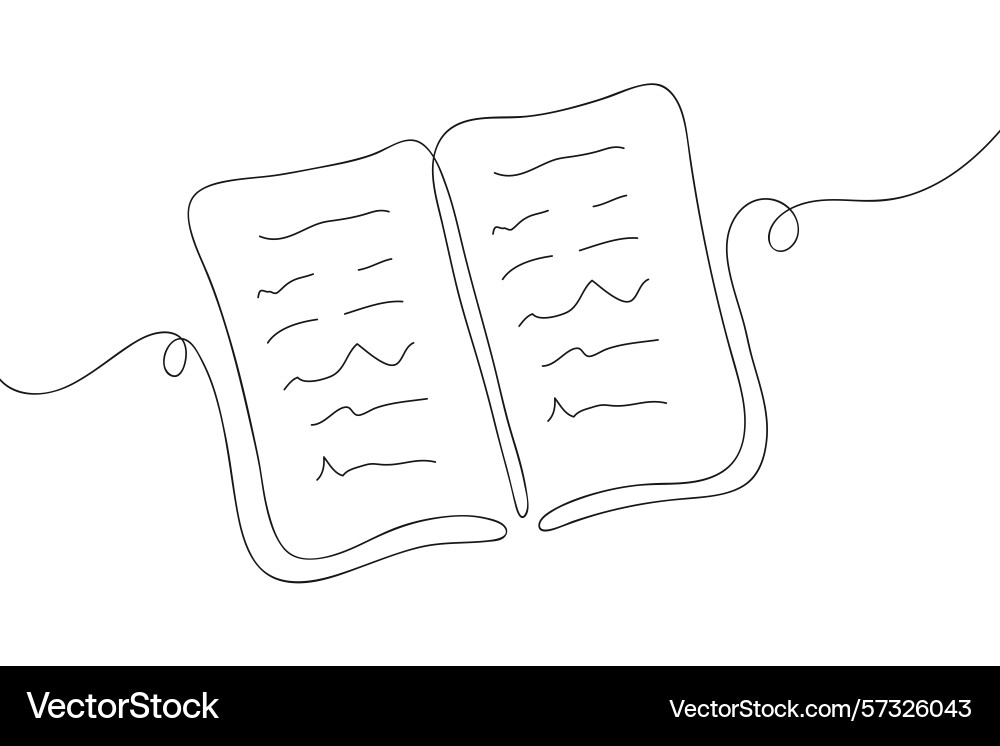 An open book with a solid line around it linear An open book with a solid line around it linear Vector Image