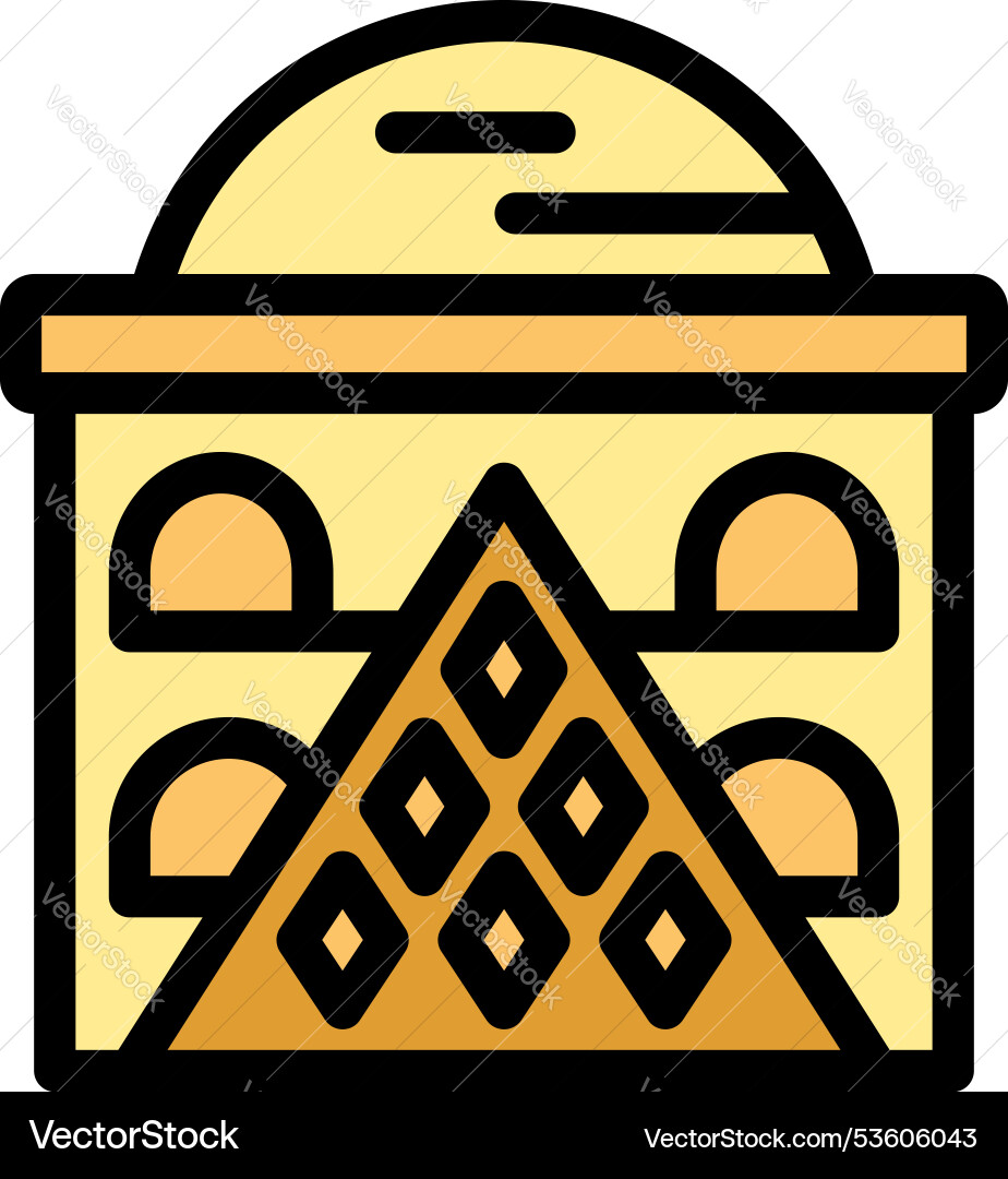 Building with pyramid and semicircles showing Vector Image