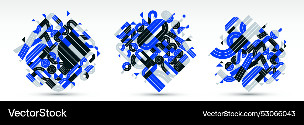 Dynamic messy abstract design compositions set Dynamic messy abstract design compositions set vector image