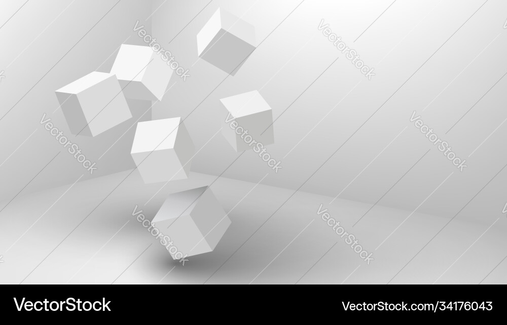 Falling 3D Cubes - Abstract Geometric Background Vector Image