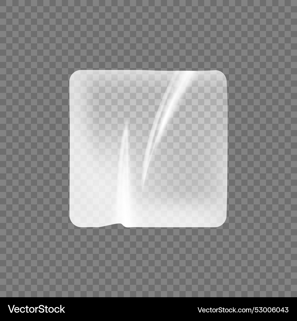 Glued wrinkles square transparent plastic sticker Vector Image